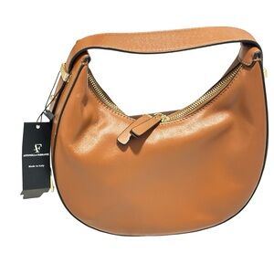 Antonella Ferrante Made in Italy Leather Shoulder Bag Cognac NWT